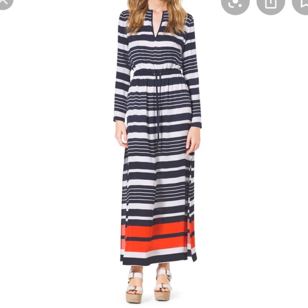 Michael Kors Striped Maxi Dress - Navy / White